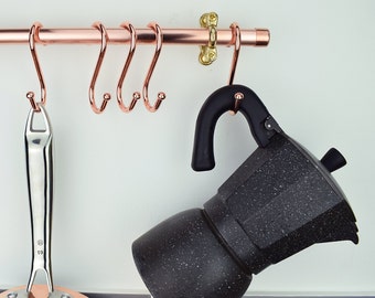 Copper "S" Hooks. Kitchen Pan Hooks - Kitchen Rail Hooks