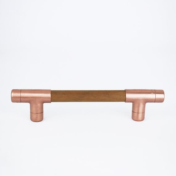 Copper And Wood T Pull Handle Sapele Drawer Pulls Door - Copper Kitchen Cupboard Handles Copper And Wood T Pull Handle Sapele Drawer Pulls Door - Copper Kitchen Cupboard Handles