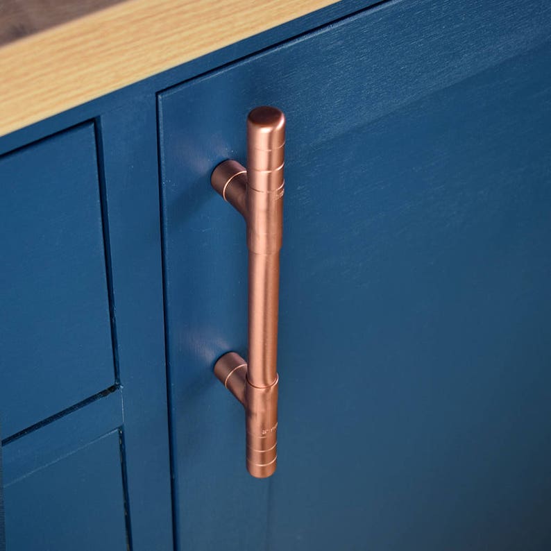 Copper T Shaped Pull Handle With Ridging Detail. Drawer Pull. Etsy UK