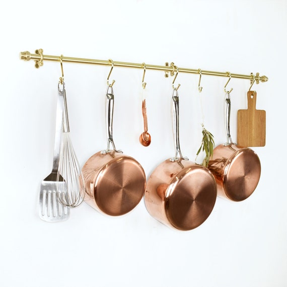 Brass Pot and Pan Rail Diameter: 15mm Kitchen Storage Brass Kitchen Rack  Brass Hanging Rack Brass Pot and Pan Storage 