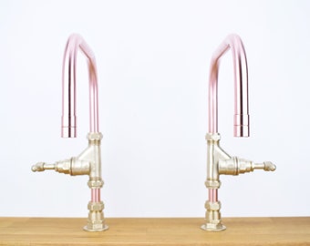 Bespoke - Coral Twin Set of Copper Taps - Verdigris