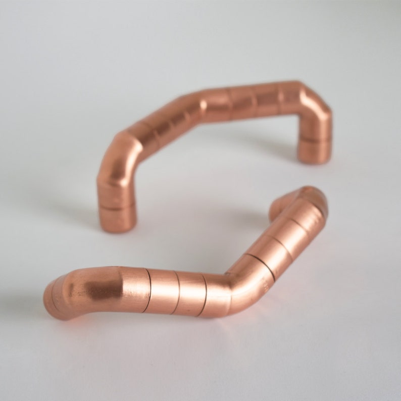 Long Copper ridged V HandlePull Handle Contemporary Drawer Pull Kitchen Door Handle-pull handles-copper handles-copper hardware-copper