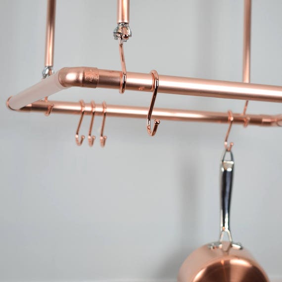 Copper Ceiling Pot And Pan Rack Pan Rack Pan Rails Kitchen Pot Etsy