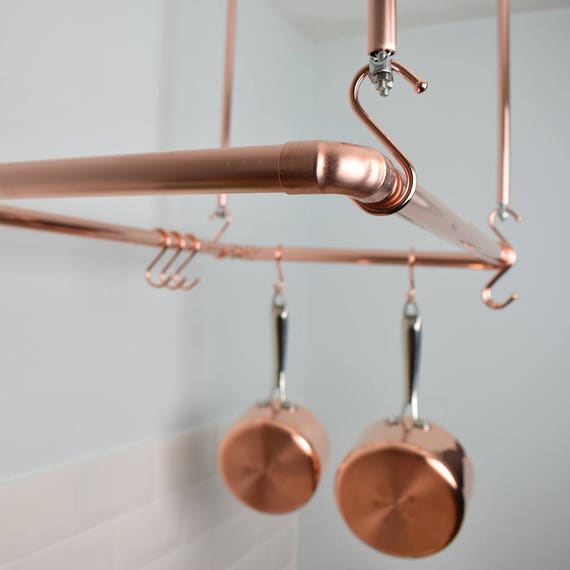 Copper Ceiling Pot And Pan Rack Rectangular Shaped