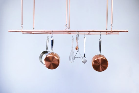 Ceiling Mounted Copper Pot And Pan Ladder Rack Etsy