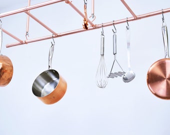 Ceiling Mounted Copper Pot and Pan Ladder Rack