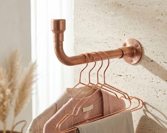 Wall Mounted Copper Clothes Rail | Industrial Copper Pipe Clothing Rack | Handmade UK