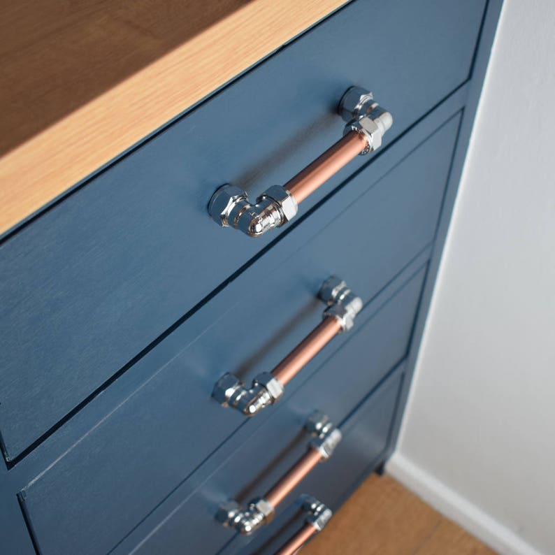 Kitchen Door Handles-copper hardware-copper Copper and Chrome Pull handle Kitchen Cabinet Pulls Cabinet Hardware Drawer Pulls