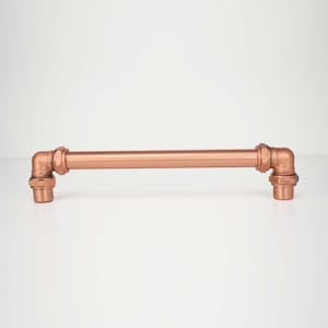 Door and Draw Pull  made out of copper - Copper Wardrobe Pull - Industrial Door U pull - chunky copper handle - Strong copper  door Handle - Copper handle with bolted ends on a white background