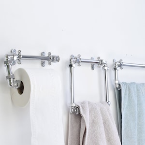 Conjunto de banheiro industrial cromado - acessórios para conjunto de banheiro - toalheiros