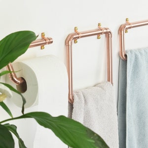 Modern, Copper 3 Piece Bathroom Set- Toilet Paper Holder, Toilet Roll Holder- Towel Rail- Towel Holder.