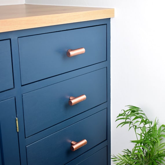 Chunky Copper T Knob Contemporary Drawer Knob Handle Knob Etsy