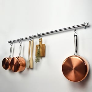 Chunky Kommerzielle Chrom Topf und Pfanne Schiene Pan Organisator-Küche Lagerung-Utensil Aufbewahrungshalter-Kupfer Bild 1