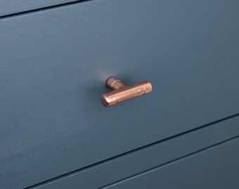 Mini Copper T Knob. Contemporary Drawer Pull, Handle, Knob.solid copper