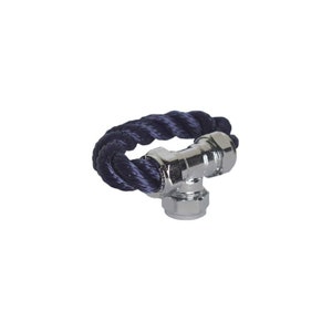 May include: A chrome T-shaped valve with a blue braided rope handle.