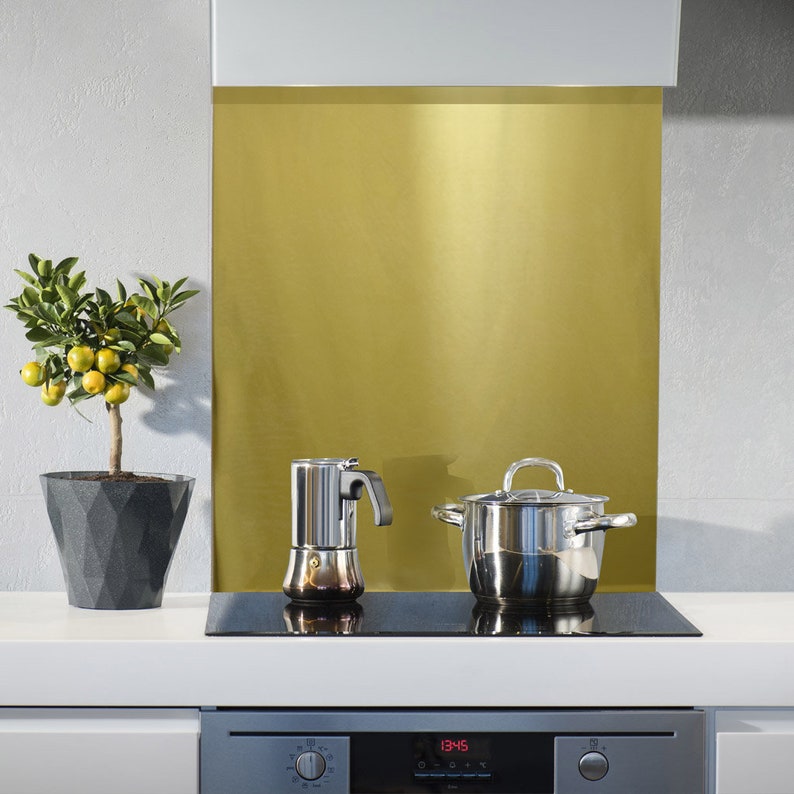 Brass Splashback - Custom Splashback - Kitchen Splashback - Bespoke Brass Splashback - Brass Kitchen - Cut to size Splashback - Aged Brass splashback - Natural Brass Splash back - Brass Kitchen SplashBack - brass splashback in white kitchen