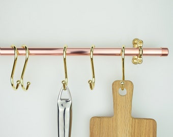 Brass "S" Hooks. Pot Rack Hooks. Brass Hooks. Kitchen Hooks. (Set of 5 )Five.