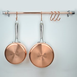 Pan Rail, Copper and Chrome-Pan Rack-Pan Rails-Copper Pan Rack-Copper Kitchen Pan Rails