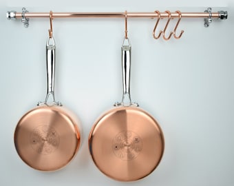 Pan Rail, Copper and Chrome-Pan Rack-Pan Rails-Copper Pan Rack-Copper Kitchen Pan Rails