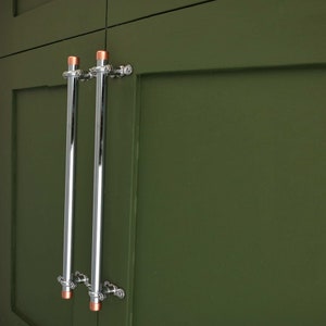 Chrome Bracket Handle with Copper End Caps