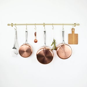 Brass Kitchen Rails, Pot and Pan Rack