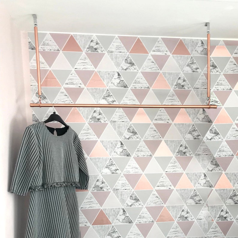 Hanging Copper Clothes Rail, Clothes Rack, Hanging Rail, Copper Rails, Wardrobe Storage, Clothing Organiser, Ceiling Rack image 4