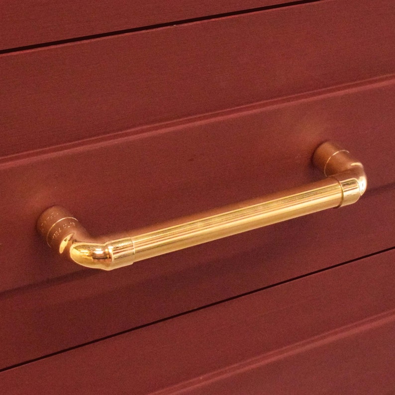 Satin Brass Bar Handle Pull - Made in Britain