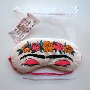 Frida Sleep Mask, Handmade Eye Mask, Eye Pillow, Frida Kahlo Gift 'El Sueno de Frida' Sleeping Frida Feminist Present. image 1