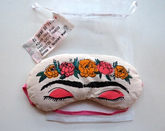 Frida Sleep Mask, Handmade Eye Mask, Eye Pillow, Frida Kahlo Gift 'El Sueno de Frida' (Sleeping Frida) Feminist Present.