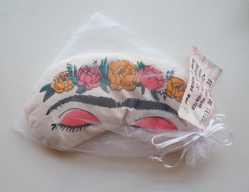 Frida Sleep Mask, Handmade Eye Mask, Eye Pillow, Frida Kahlo Gift 'El Sueno de Frida' Sleeping Frida Feminist Present. image 4