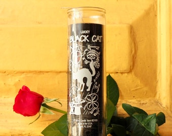 Lucky Black Cat Ritual Prayer Candle