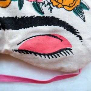 Frida Sleep Mask, Handmade Eye Mask, Eye Pillow, Frida Kahlo Gift 'El Sueno de Frida' Sleeping Frida Feminist Present. image 2