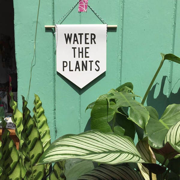 plant lover sign / pennant flag / banner / gardening gift / houseplant housewarming/ water the plants sign/ wall hanging / gift for gardener