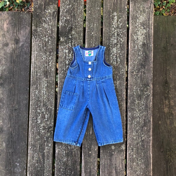 Vintage - 12 Months Overalls Jean Denim Shorts Bibs Baby Toddler Kids Clothes Girls Zippee Z