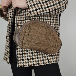 Vintage Jadi Luisa Leather Shoulder Bag Khaki Pleated