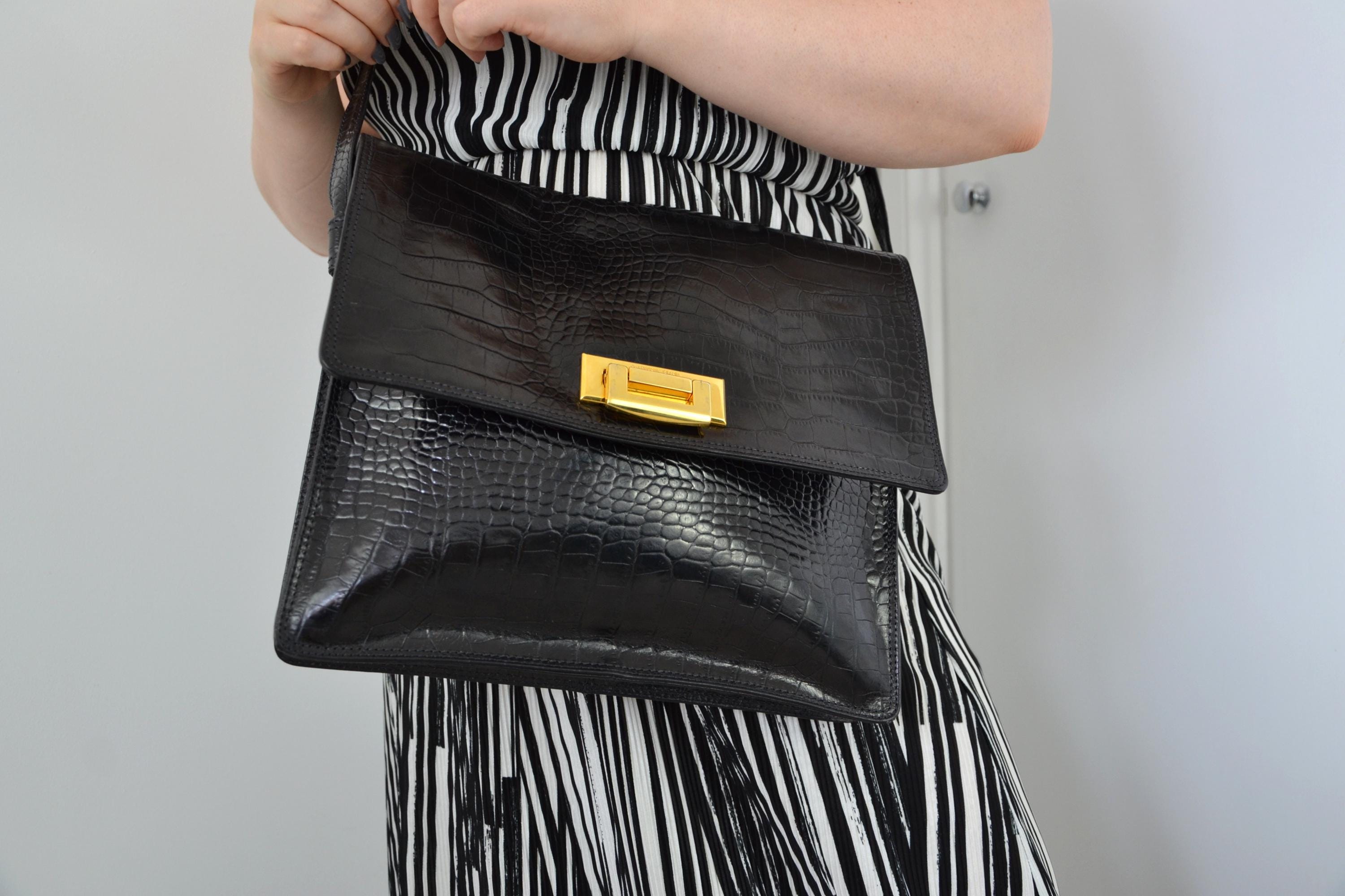 Francesco Biasia Black Bags & Handbags for Women for sale | eBay Classic RARE BLACK CROC leather FRANCESCO BIASIA clutch with removable 20”strap main image 1
