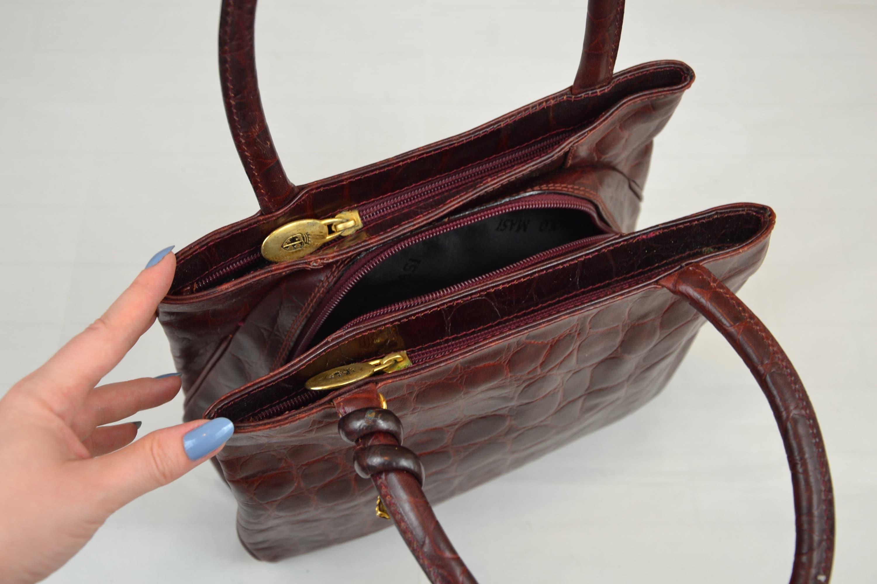 Vintage Paolo Masi Luxury Italian Leather Shopper Maroon