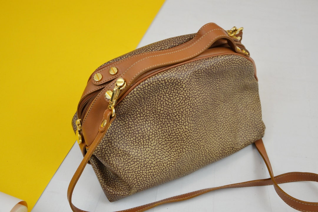Vintage Borbonese Redwall Leather Bowler Bag Top Handle Etsy