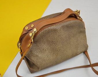 Vintage Borbonese Redwall Leather Bowler Bag Top Handle Etsy