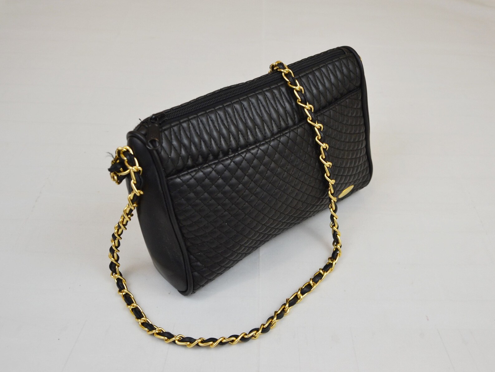 Vintage Koschi Quilted Shoulder Bag Gold Chain Strap Etsy