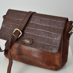 Vintage El Campero Italian Leather Messenger Bag Brown Made in Italy