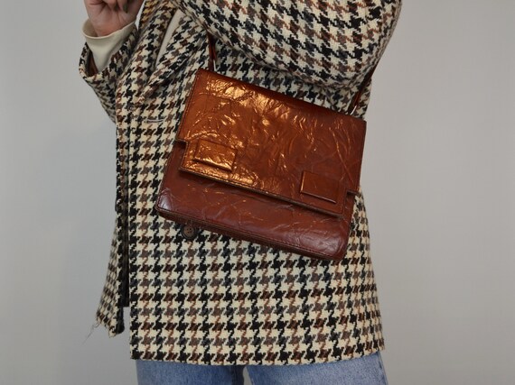 Vintage Suzy Smith Patent Leather Boxy Shoulder B… - image 8