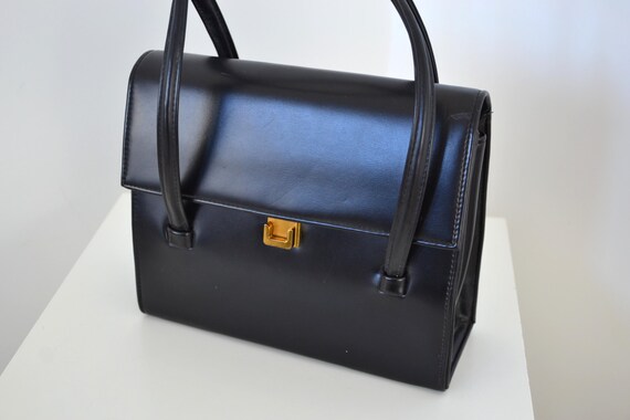 Vintage Chamelle by Essell English Top Handle Bag Black