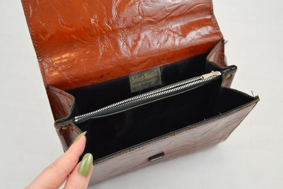 Vintage Suzy Smith Patent Leather Boxy Shoulder B… - image 9