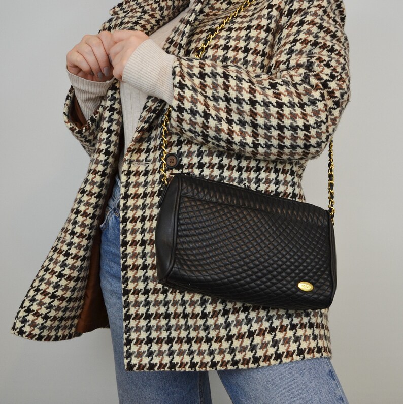 Vintage Koschi Quilted Shoulder Bag Gold Chain Strap Etsy