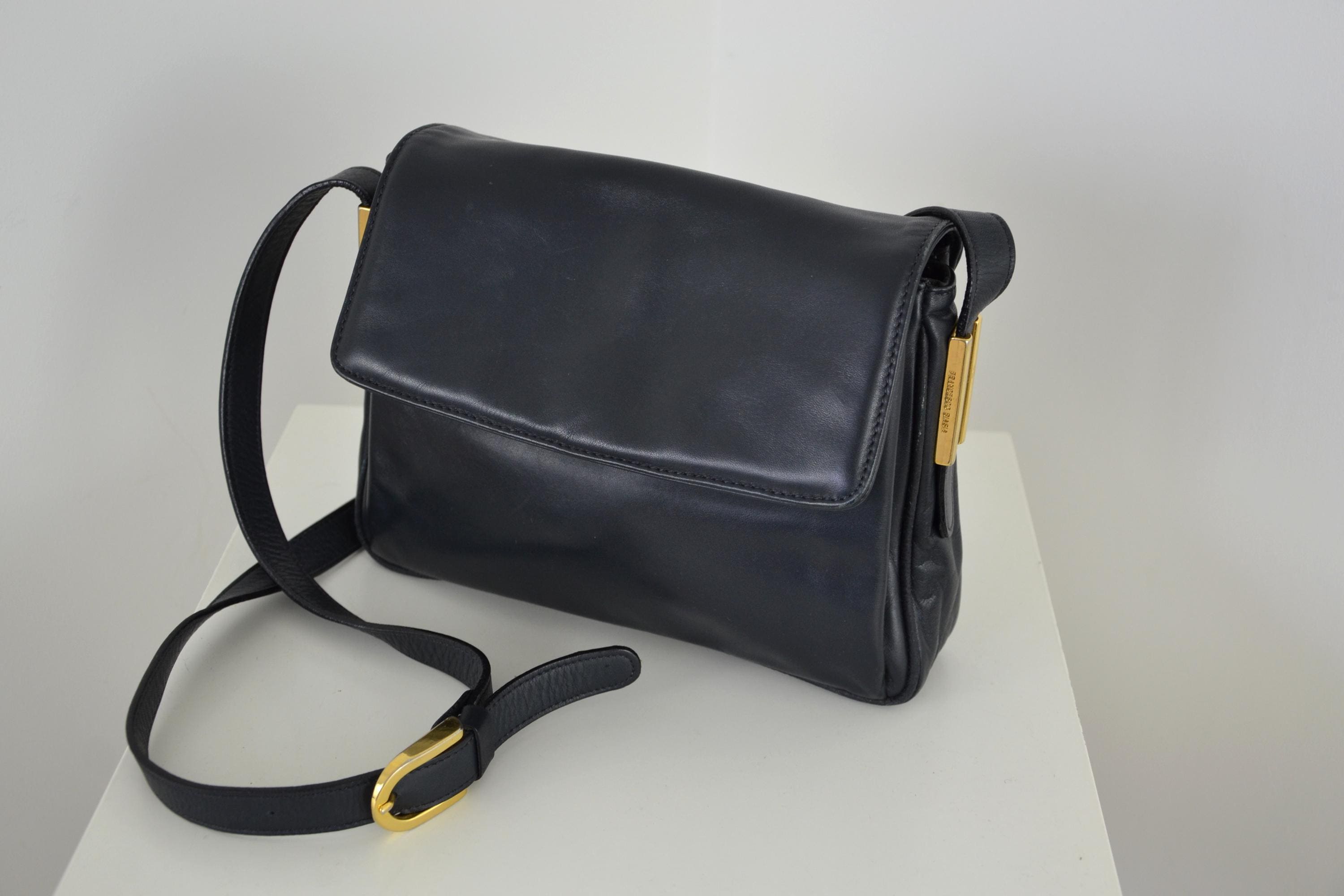 0416-011 FRANCESCO BIASIA　ショルダーバッグ　レザー Francesco Biasia Shoulder Tote Bag Handbag Suede Leather Brown