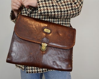 Vintage Patent Messenger Bag Brown Work Bag