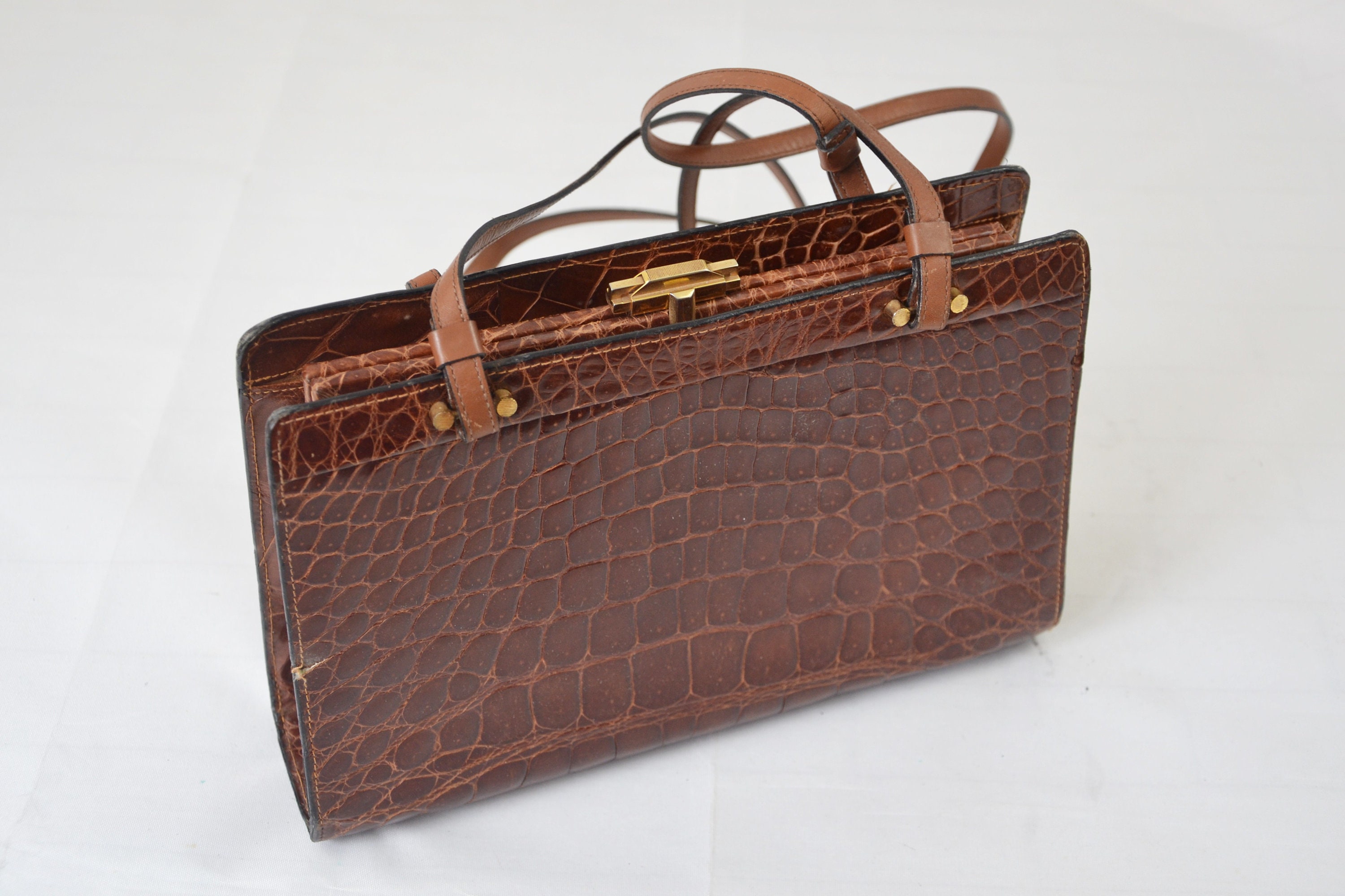 Vintage Suzy Smith Mock Croc Leather Handbag 