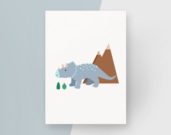 Triceratops Dinosaur Children's Art Print