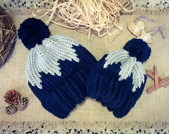 Father and son matching bobble hats Clearance